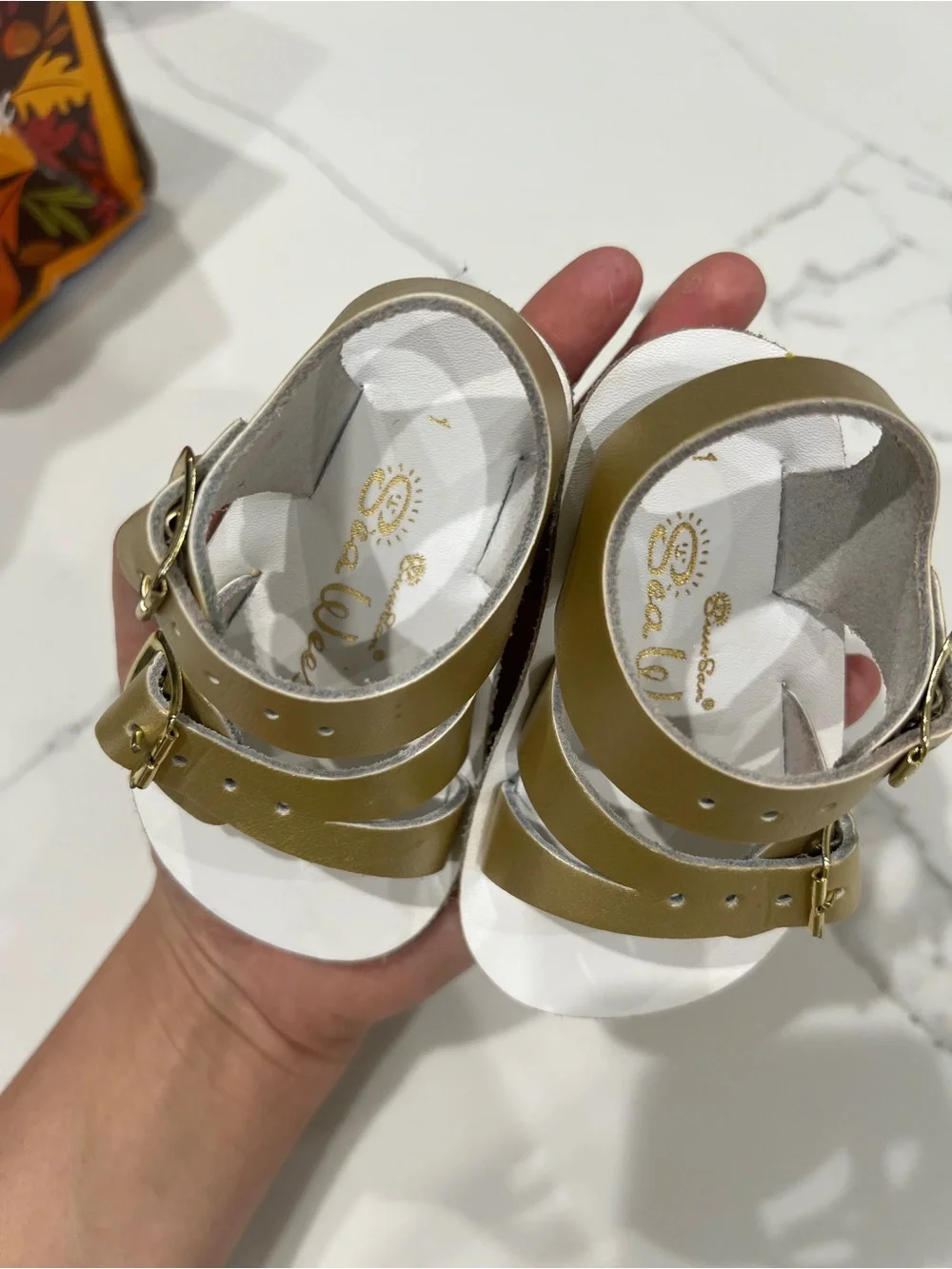 Salt-Water Sandals Original Gold Metallic Leather Strappy Sandals